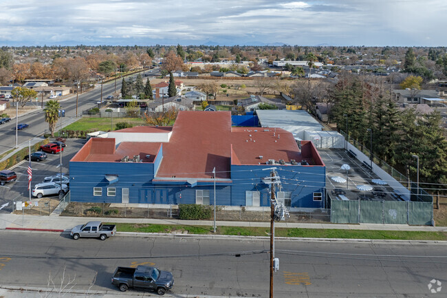 The front of DeWolf Continuation High School in Fresno.