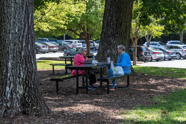 Enjoy outdoor seating areas with friends at Price Park in Greensboro.