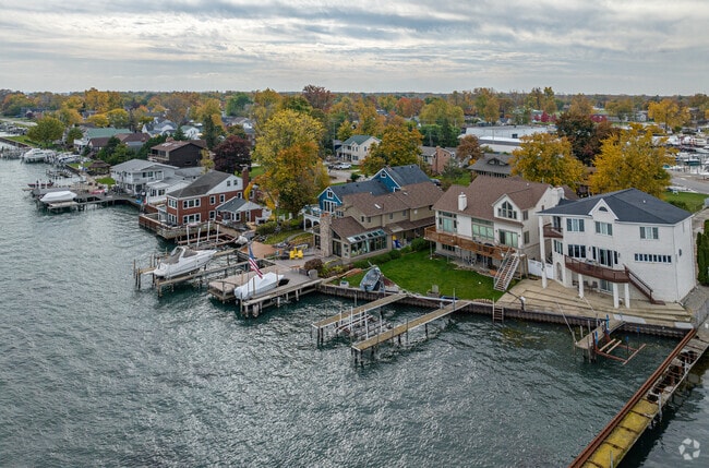 Waterfront homes in Gibraltar offer views of Lake Erie and Canada from their back windows.