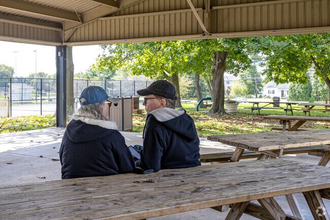 Sit and talk to loved ones under the pavilion at Ella Harris Park near South Harrison Township.