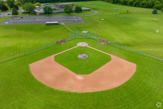 The baseball diamond at Bolivar Road Elementary is meticulously maintained.