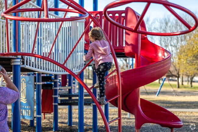 Kids can climb on the playground at East Mt Vernon's Cessna Park.