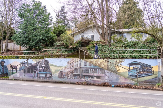 The Wiley Griffon Mural in South University honors the driver of Eugene's first streetcar.