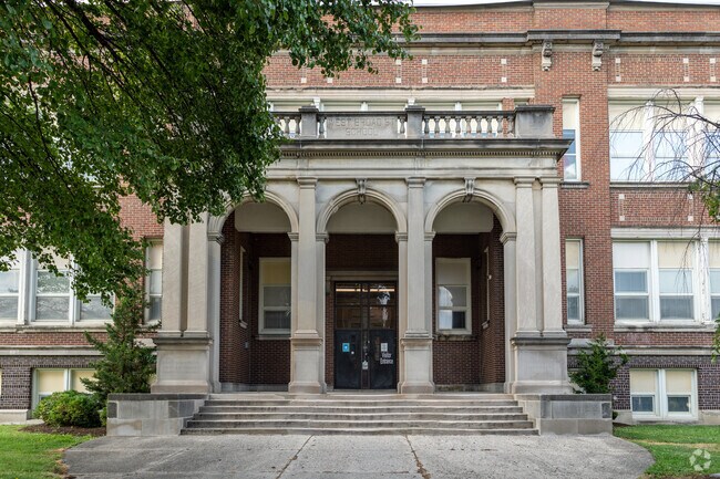 Main entrance to the West Broad Elementary School in the North Hilltop neighborhood.