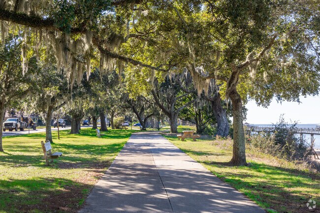 Walk, run, or stroll the trail along the shore in Fairhope.