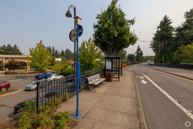 Bus stops along Route 43 in Sunset, Oregan.