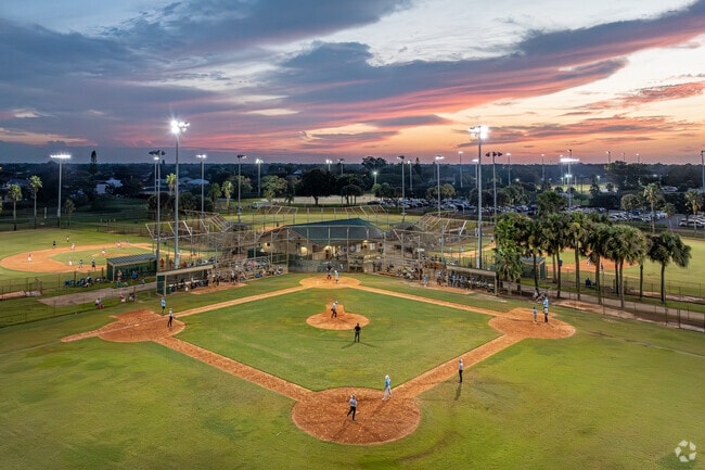 Whispering Pines Park frequently hosts little league baseball games.