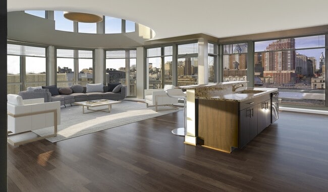 Large floor to ceiling windows in each home