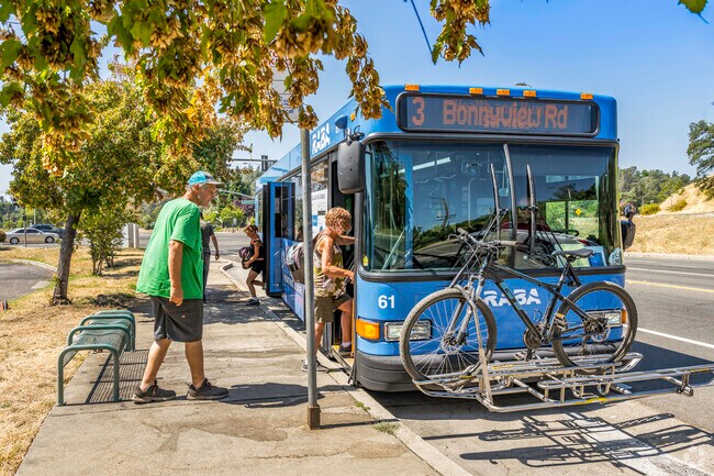 Redding Area Bus Authority has bus stops at the bottom of Country Heights.