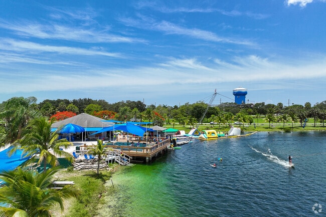 Enjoy the views from the terrace by the lake in Quiet Waters Park in West Deerfield Beach.