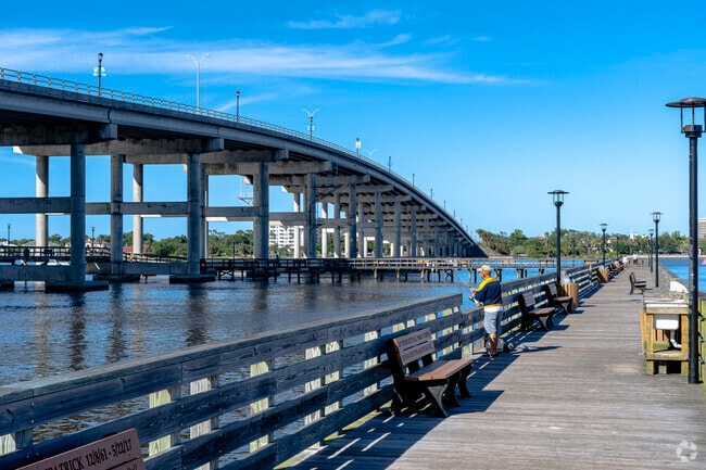 The boardwalk along the Halifax River in Oak Forest is always bustling with walkers & fishermen.