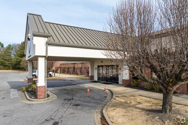 The covered awning at Freedom Preparatory Elementary in Memphis keeps students dry on wet days.