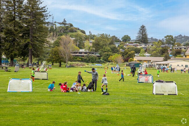 Corte Madera Town Park expansive green fields are perfect for soccer games.