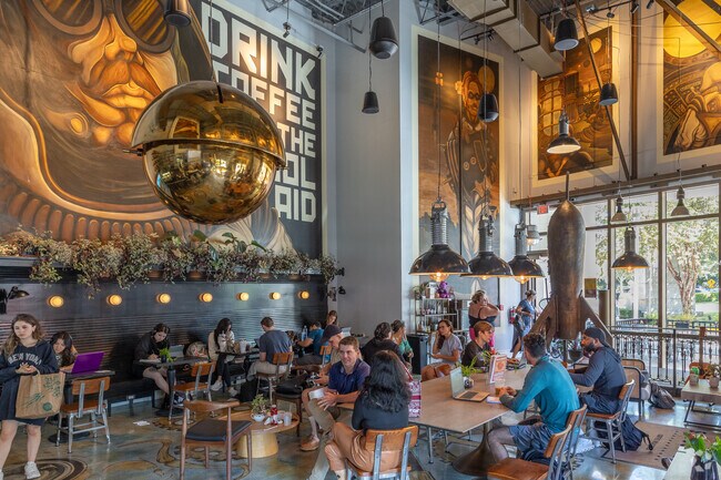 Unique interior design attracts the locals to join and enjoy a coffee in Subculture Coffee.