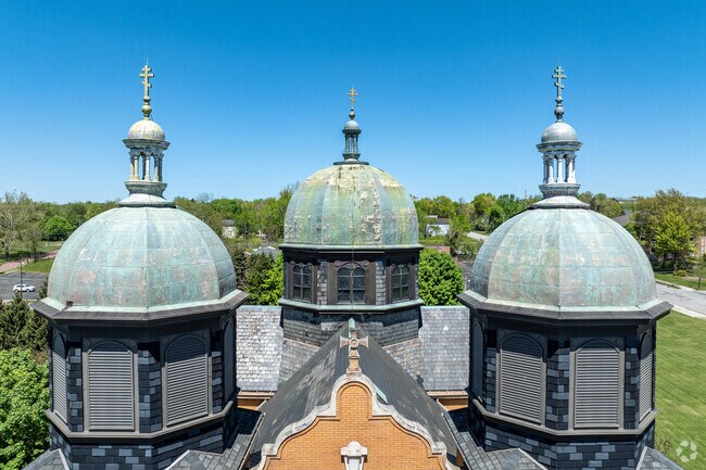 A view of the domes at the Holy Trinity Ukrainian Catholic Church in Arlington.