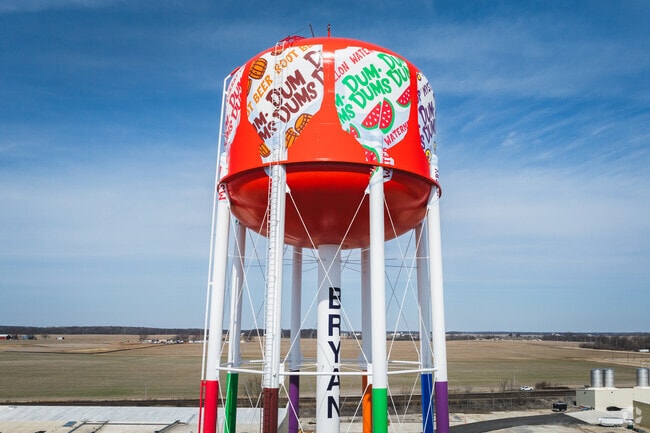 The Spangler Candy Company campus is home to Bryan's most iconic water tower.