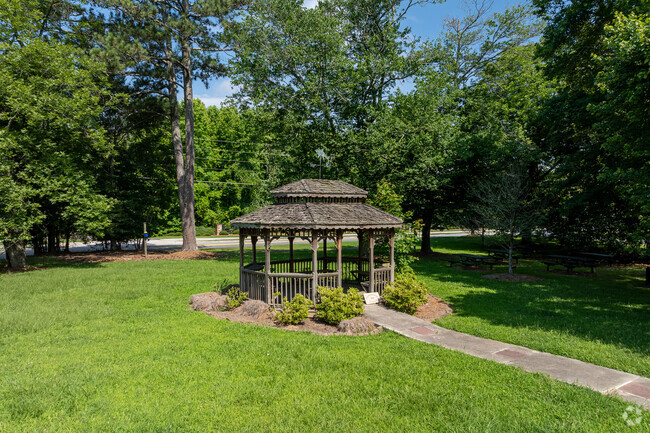 This gazebo sits in front of the main entrance to Shakerag Elementary School.