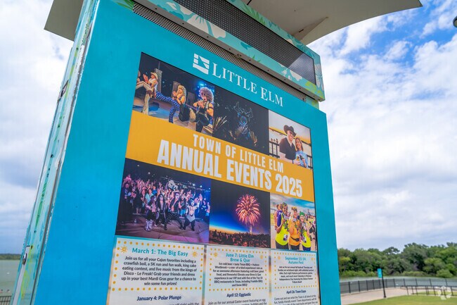 Paloma Creek South is near Little Elm, where residents can attend many events, from concerts to circuses.
