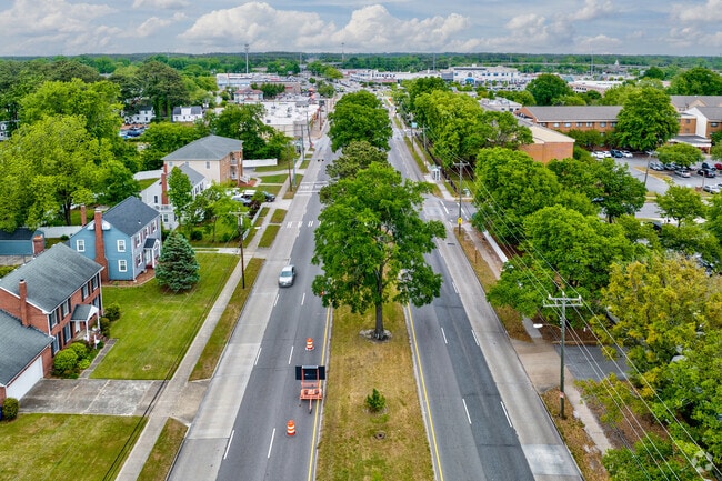 Aerial shot of Granby St near the Wards Corner neighborhood of Norfolk Virginia.