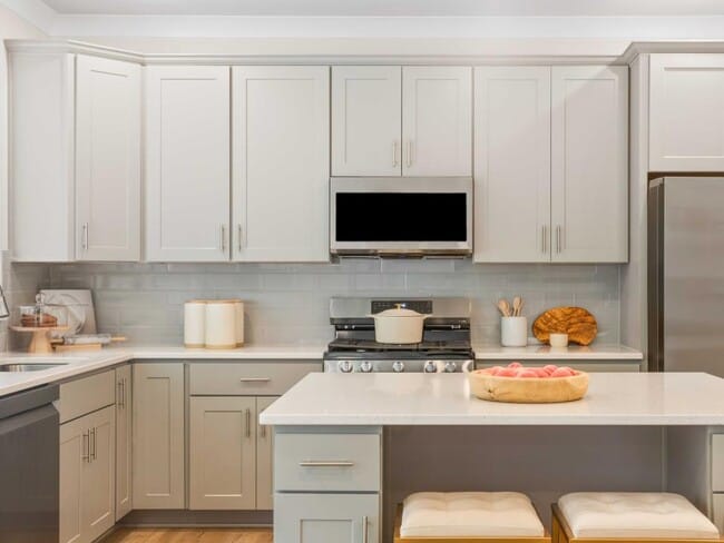 Luxury finishes include your choice of 3 cabinet colors, with quartz countertops and LVP flooring.