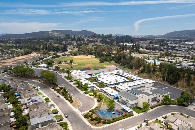 An elevated view of Highland Ranch Elementary School in Carmel Mountain.