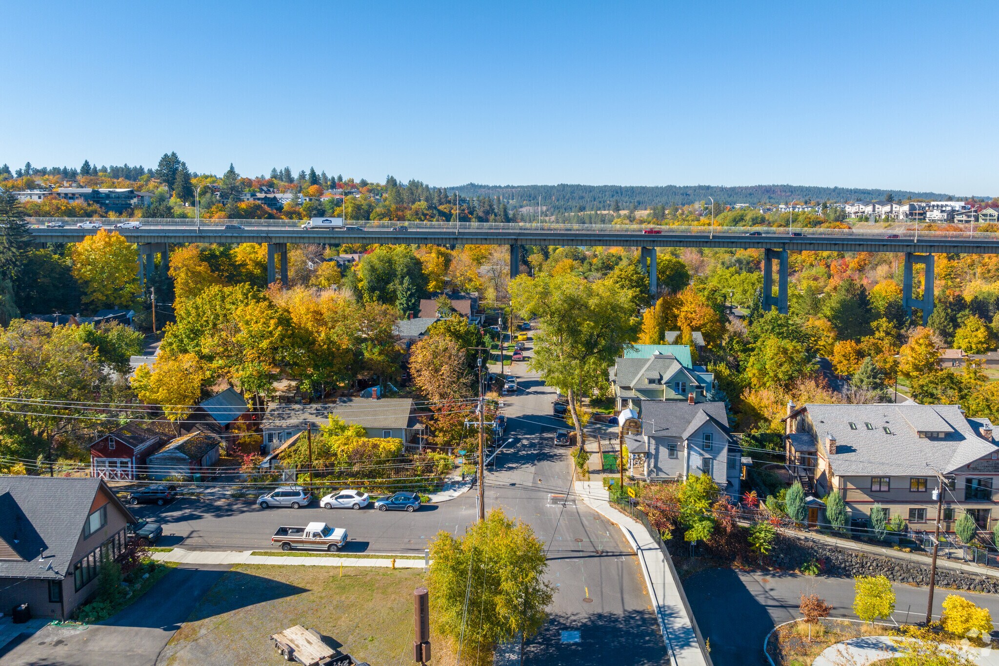 The Peaceful Valley neighborhood sits underneath the Maple street bridge.