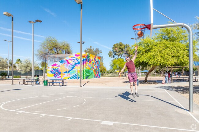 Engage in fitness activities and outdoor games at active Apache Park in North Chandler.
