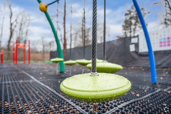 Test your balance on the playground at William L. Foster Elementary School in Hingham.