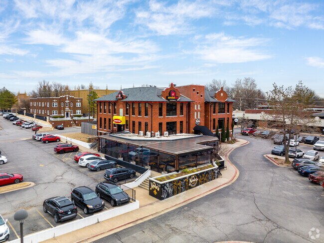 Nola's of Swan Lake in Tulsa, OK offers local shops and parking.