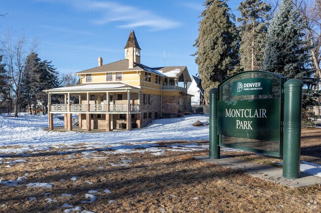Montclair Park signage and historic house.