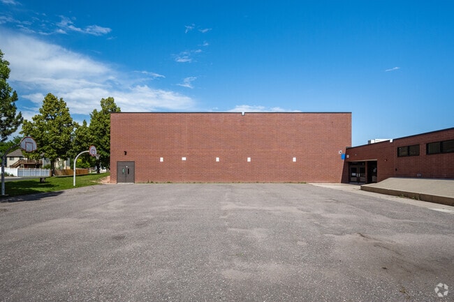 The basketball courts at Broomfield Heights Middle School in Broomfield, Colorado.