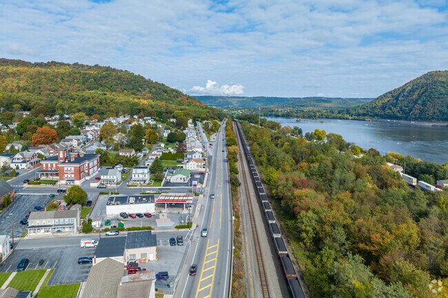 Susquehanna Township sits right near the river with the Blue Mountains in the distance.
