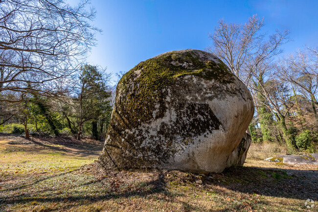 In the Cherry Blossom neighborhood, large boulders span different yards, giving the area a distinct character.