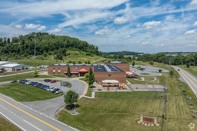 Mylan Park Elementary School sits on a corner lot in a scenic part of town.