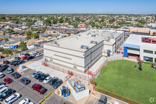 The academic buildings at Synergy Public School in Phoenix.