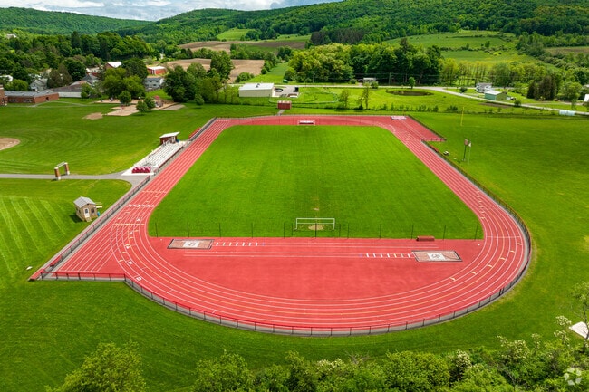Deruyter High School features a large running track for students.