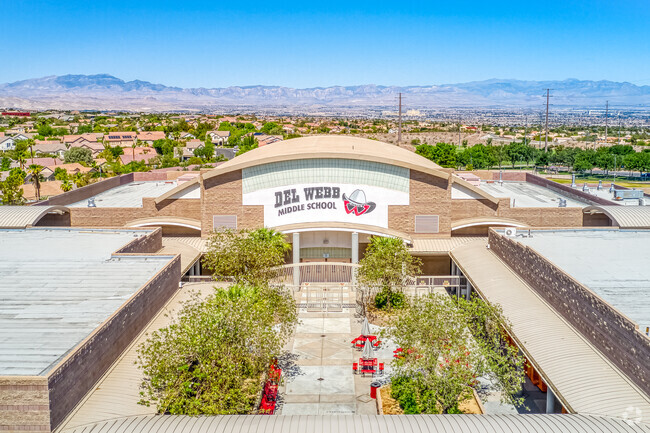 CU of main courtyard with sign