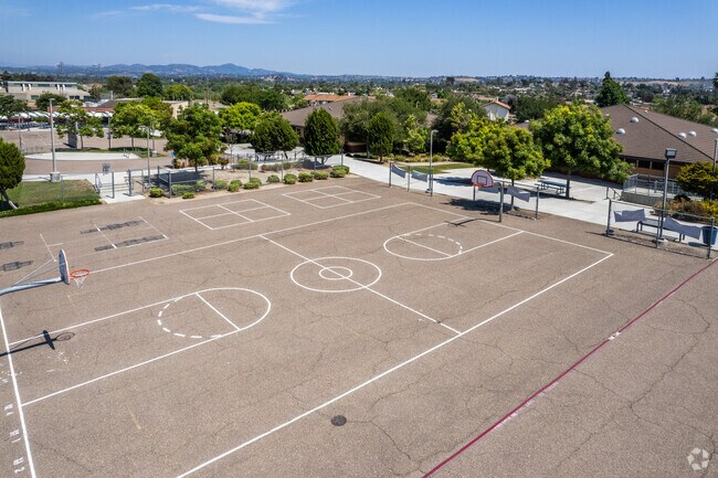 The well maintained basketball courts at Del Rio Elementary School in Oceanside.