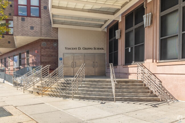 The main entrance of Ps 69 Vincent D Grippo School.