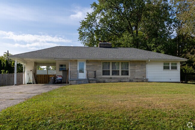 This ranch style home in Broadview has a limestone facade which was quarried in Bloomington.
