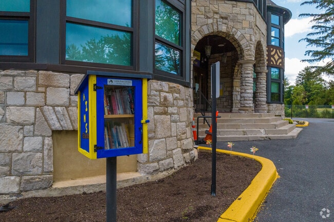 A little free library to share books in front of Alexis I. DuPont Middle School.