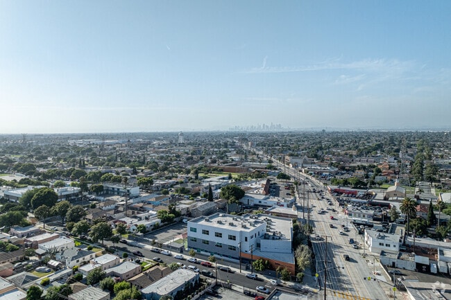 Aerial view of KIPP Corazon Academy upper campus in South Gate.