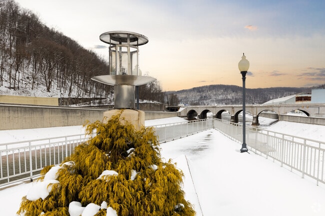The Johnstown Eternal Flame at the confluence of the Stonycreek and Little Conemaugh River.