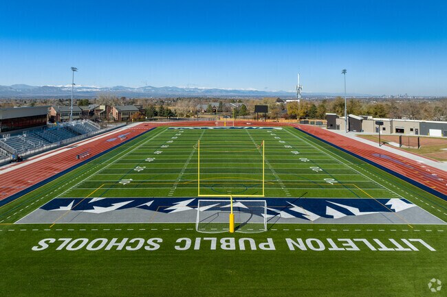 Newton Middle School in West Centennial has an immaculate football and track field.