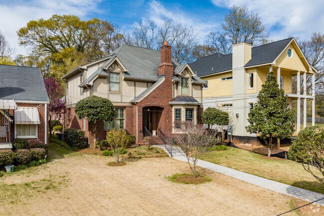 A Tudor-style home stands on Alston Drive, north of East Lake Golf Club.