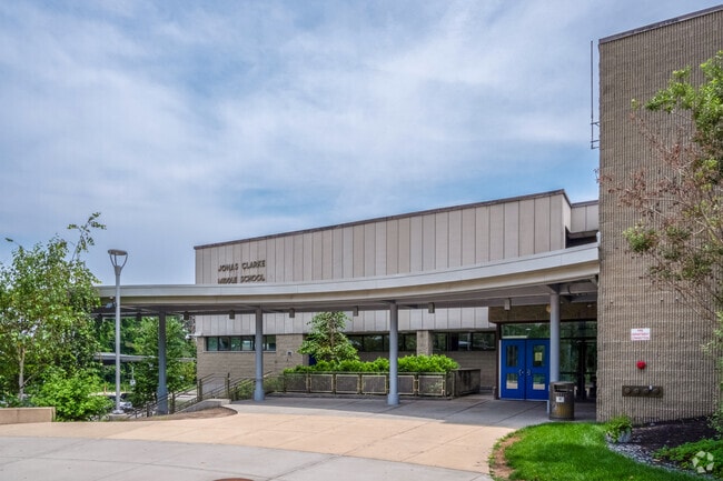 The main arrival area at the Jonas Clarke Middle School in Lexington, MA.