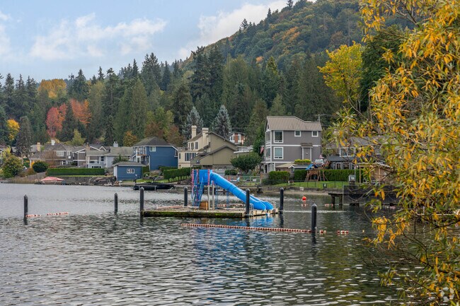 Kids enjoy water slides at Vasa Park along the shores of West Lake Sammamish.