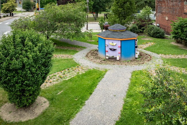 Flowers are planted at early spring at the Homewood Gazebo Park.