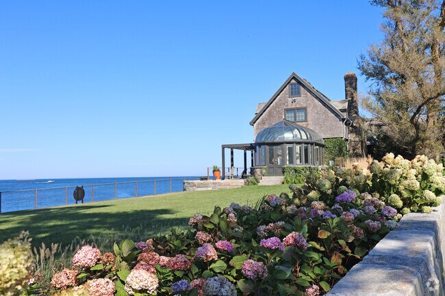 Beautiful seaside home stretches along Old Garden Road in Rockport.