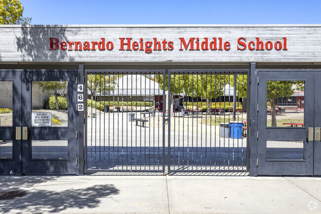 Bernardo Heights Middle Main entrance is gated in San Diego, CA.